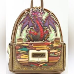 Loungefly Books a Million Exclusive Stained Glass dragon Backpack New! Hard Tag